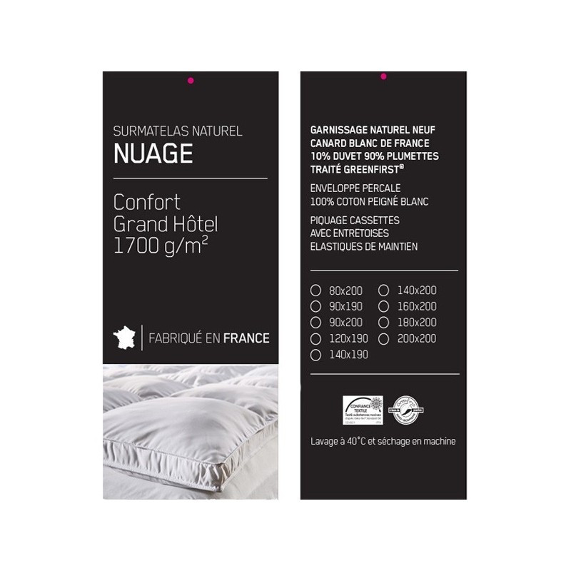 Surmatelas Nuage 140 x 200 cm en Microfibre - Confort Optimal
