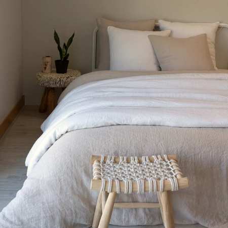 Homescapes parure de lit enfant en lin lavé blanc, 120 x 150 cm BL1727A -  Conforama