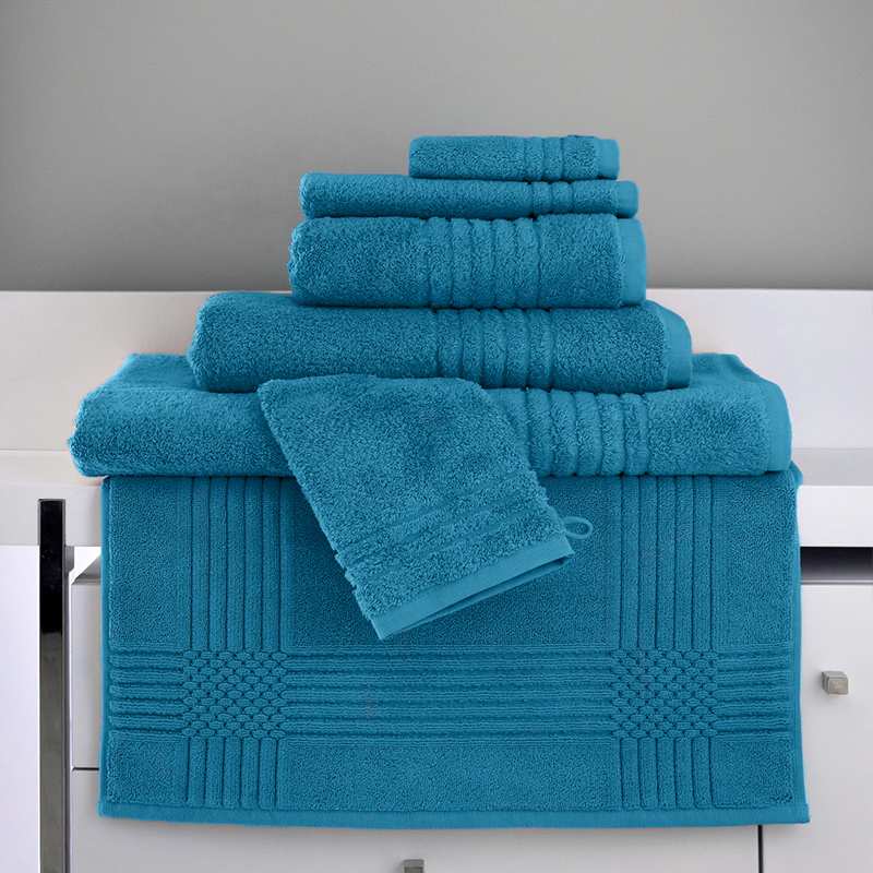 Gant de toilette éponge 100% coton coloris bleu azur