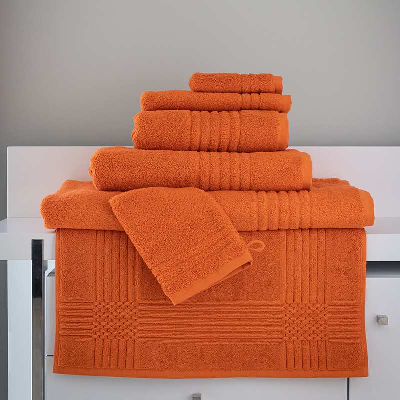 Lot de 2 gant de toilette 15x21 orange corail en coton 450 g/m²